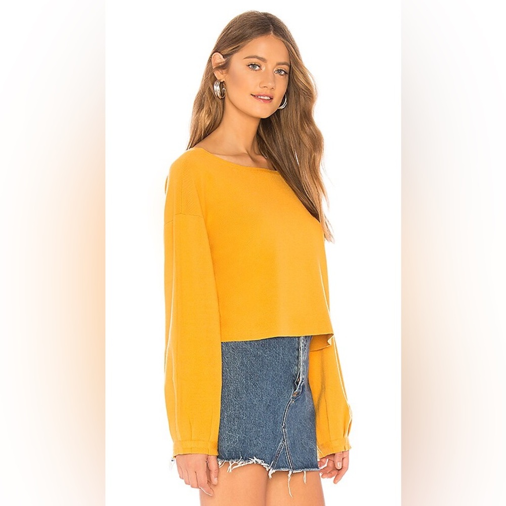 Lovers + Friends Golden Yellow Soho Sweater Cropped Oversized size S
